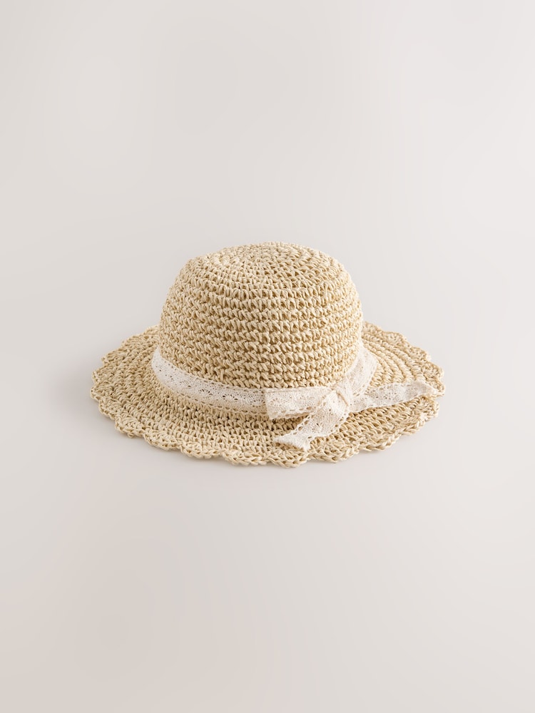 Cream Straw Sun Hat (3mths-13yrs) - Image 1 of 3