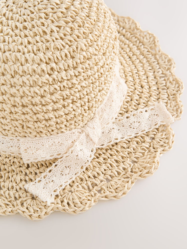 Cream Straw Sun Hat (3mths-13yrs) - Image 2 of 3
