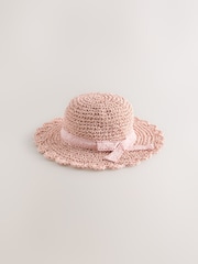 Pink Straw Sun Hat (3mths-13yrs) - Image 1 of 3