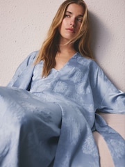 Azul - Satin Jacquard Dressing Gown - Imagen 4 de 9
