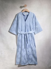 Azul - Satin Jacquard Dressing Gown - Imagen 7 de 9