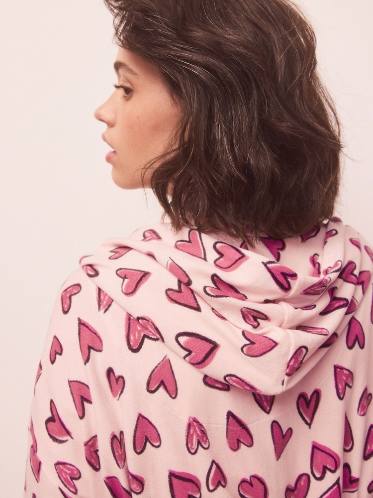 pink heart dressing gown Angel Pink Hearts Cosy Long Sleeve Dressing Gown