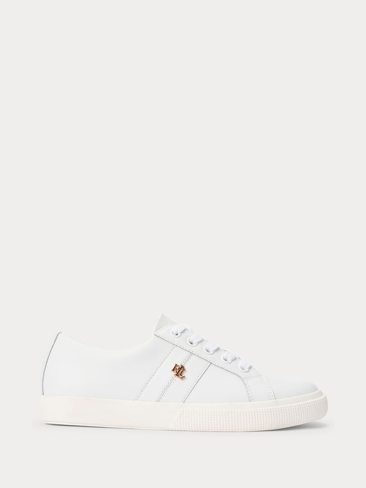 Lauren Ralph Lauren White Janson Logo Leather Trainers - Image 1 of 5