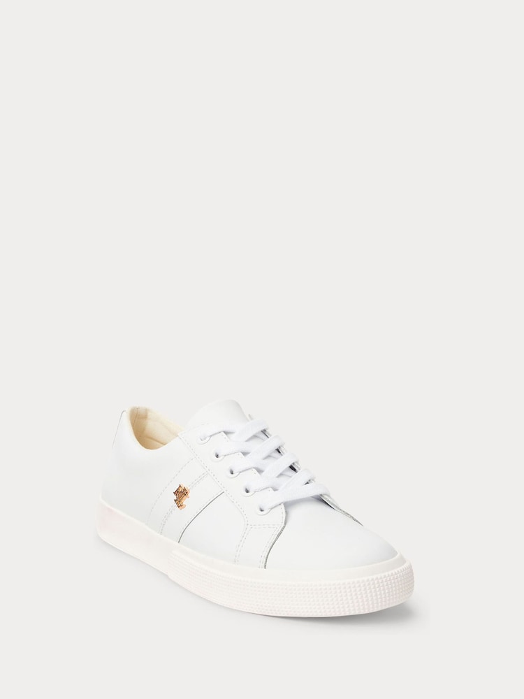 Lauren Ralph Lauren White Janson Logo Leather Trainers - Image 2 of 5