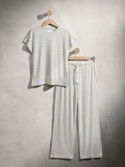 Monochrome Stripe Short Sleeve Loungewear Set - Image 1 of 7