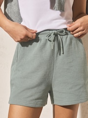Teal Blue Textured Shorts - Image 4 of 9