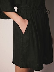 Negru - Pantaloni scurți cu in - Imaginea 4 din 7