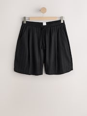 Negru - Pantaloni scurți cu in - Imaginea 5 din 7