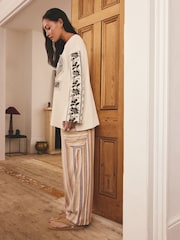 Multi Stripe Viscose/Linen Blend Loungewear Trousers - Image 2 of 9