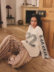 Multi Stripe Viscose/Linen Blend Loungewear Trousers - Image 3 of 9