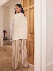 Multi Stripe Viscose/Linen Blend Loungewear Trousers - Image 4 of 9