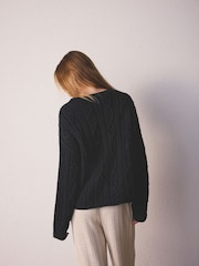 Navy Cable Knit Jumper - Image 4 of 6