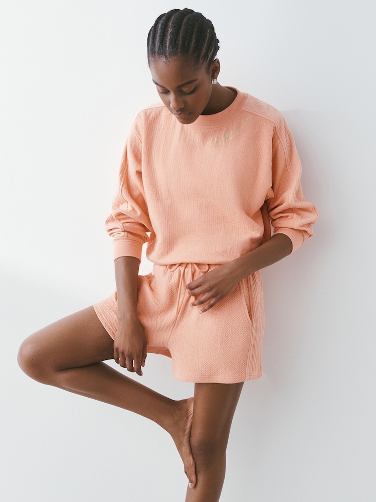Coral Pink Textured Shorts - Image 1 of 8