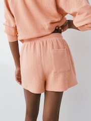 Coral Pink Textured Shorts - Image 4 of 8