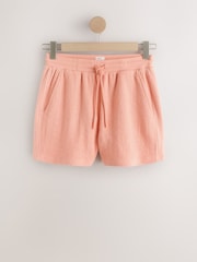 Coral Pink Textured Shorts - Image 6 of 8
