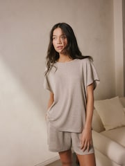 Grey Sparkle Short Loungewear Set - Image 1 of 6