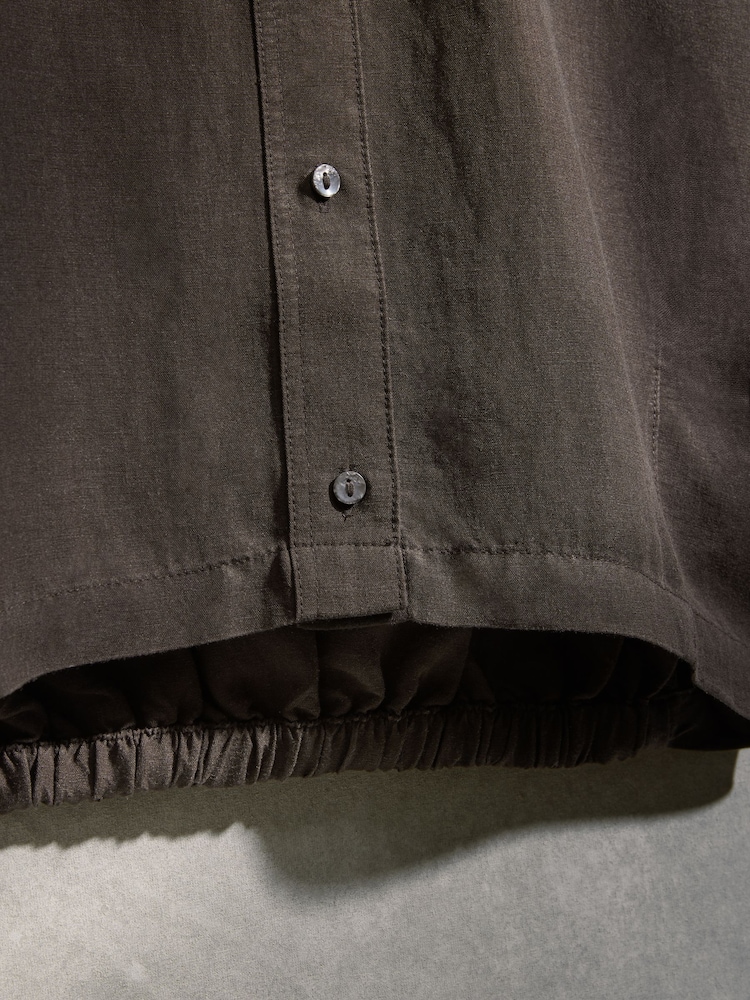 Chocolate Brown Linen Blend Button Through Shirt - Image 7 of 7