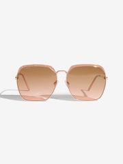 Lipsy Gold Oversized Glitter Metail Frame Sunglasses - Image 1 of 3
