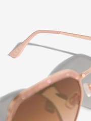 Lipsy Gold Oversized Glitter Metal Frame Sunglasses - Image 4 of 4