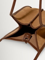 Hereu Studio Tan/Chestnut Calella Bucket Suede Trimmed Shoulder Bag - Image 3 of 6