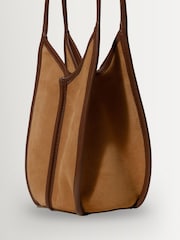 Hereu Studio Tan/Chestnut Calella Bucket Suede Trimmed Shoulder Bag - Image 4 of 6