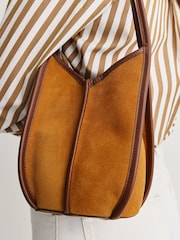 Hereu Studio Tan/Chestnut Calella Bucket Suede Trimmed Shoulder Bag - Image 6 of 6