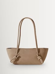 Hereu Studio Caramel Fleca Nobuck Baguette Shoulder Bag With Knotted Handle Detail - Image 1 of 1