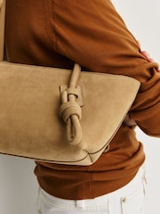 Karamell - Hereu Studio Fleca Nobuck Baguette-Schultertasche mit geknotetem Griffdetail - Bild 3 von 3