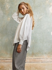 Ro&Zo White Cotton High Neck Shirt - Image 3 of 3