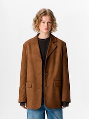 OBJECT Brown Faux Suede Blazer - Image 3 of 4