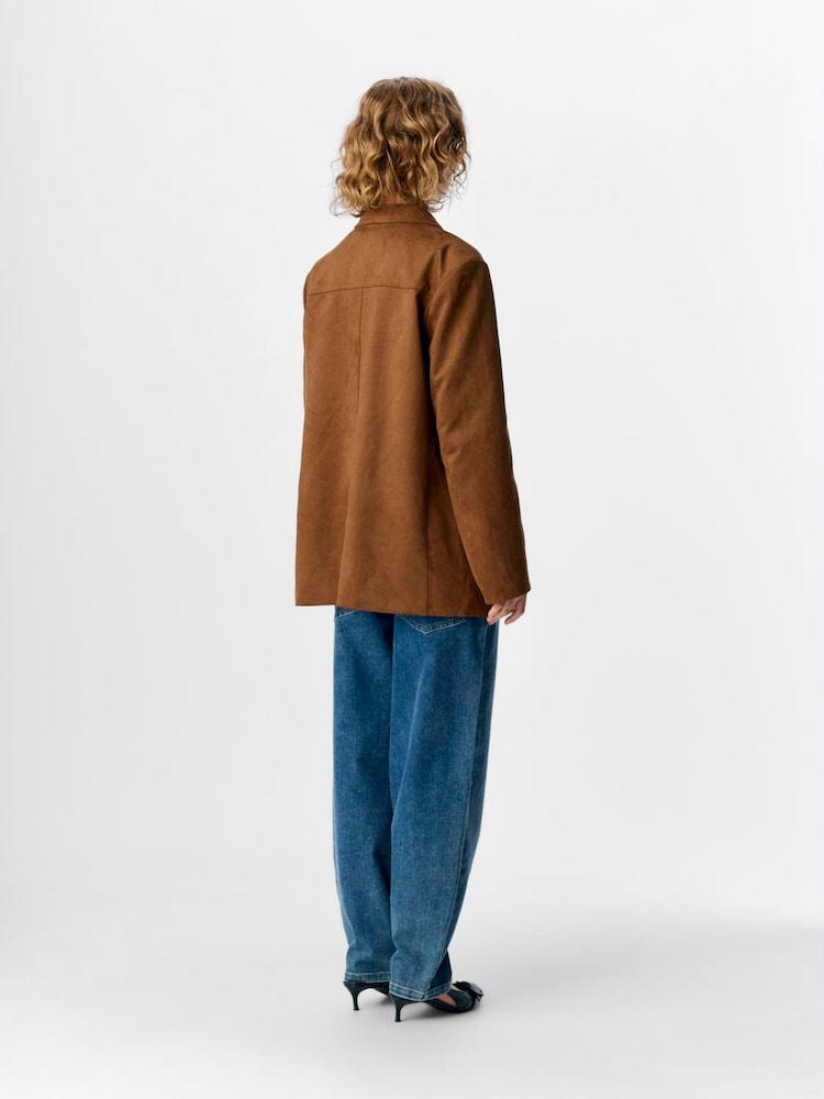 OBJECT Brown Faux Suede Blazer - Image 4 of 4 OBJECT Brown Faux Suede Blazer - Image 4 of 4
