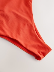 Red Rib Square Neck Swimsuit - Image 7 of 8