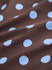 Chocolate Brown/Blue Spot Rib Square Neck Swimsuit - Image 10 of 10