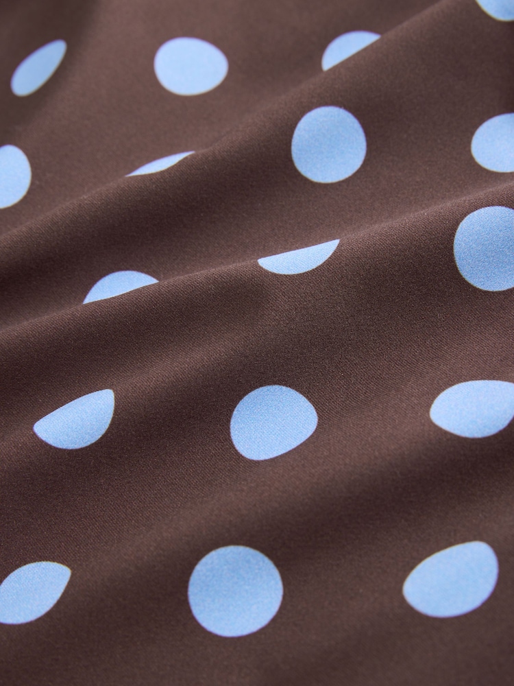 Chocolate Brown/Blue Spot Rib Square Neck Swimsuit - Image 10 of 10 Chocolate Brown/Blue Spot Rib Square Neck Swimsuit - Image 10 of 10