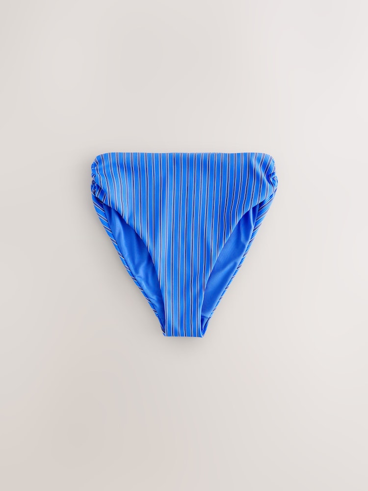 self. Blue Stripe High Leg Bikini Bottoms - Image 1 of 3
