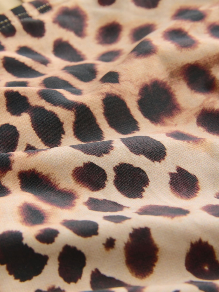 Brown Leopard Print Ruched Plunge Tummy Control Tankini Top - Image 4 of 4