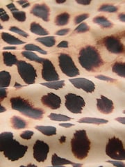 Brown Leopard Print Ruched Plunge Tummy Control Tankini Top - Image 7 of 9