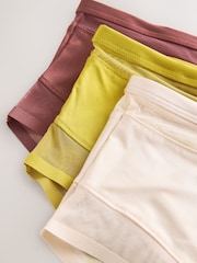 Rust/Green/Cream Mesh Trim High Waist High Leg Knickers 3 Pack - Image 11 of 11