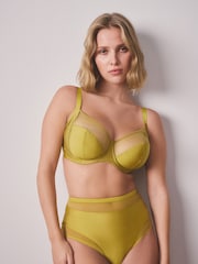 Rust/Green/Cream Mesh Trim High Waist High Leg Knickers 3 Pack - Image 2 of 11