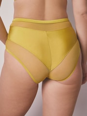 Rust/Green/Cream Mesh Trim High Waist High Leg Knickers 3 Pack - Image 4 of 11