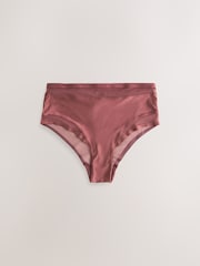 Rust/Green/Cream Mesh Trim High Waist High Leg Knickers 3 Pack - Image 7 of 11