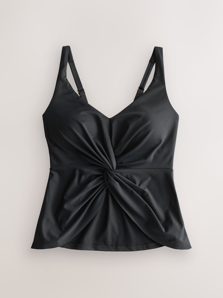 Black Floaty Plunge Tankini Top - Image 1 of 3