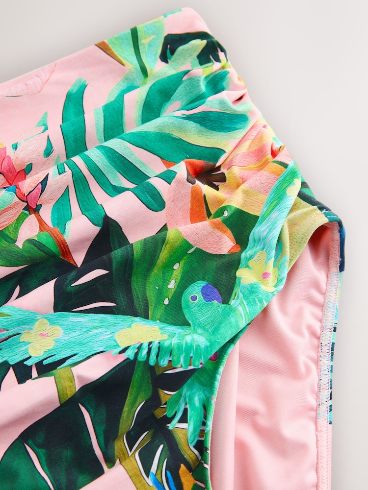 Koralle/Grün Tropisches Muster - Bikinihose mit hohem Bund, Umstandsmode - Bild 2 von 3 Koralle/Grün Tropisches Muster - Bikinihose mit hohem Bund, Umstandsmode - Bild 2 von 3