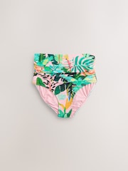 Coral/Green Tropical Maternity High Waist Bikini Briefs - Image 4 of 6