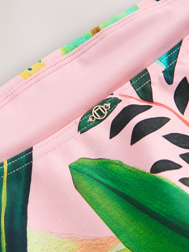 Coral/Green Tropical Maternity High Waist Bikini Briefs - Image 6 of 6