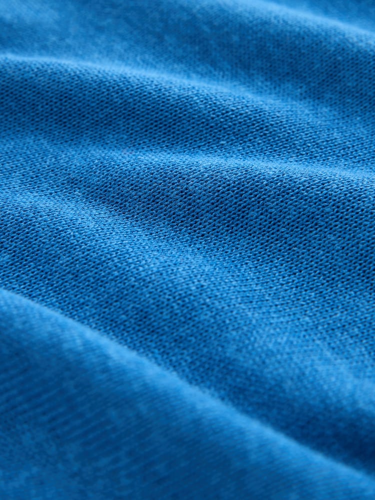 Cobalt Blue Short Sleeve Crew Neck Top With Linen - Image 7 of 7