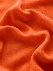 Bright Orange Short Sleeve Crew Neck Top With Linen - Image 8 of 8