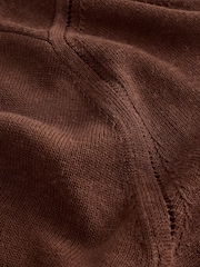 Chocolate Brown Slogan Short Sleeve Crew Neck Top With Linen - Image 7 of 9