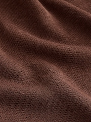 Chocolate Brown Slogan Short Sleeve Crew Neck Top With Linen - Image 9 of 9