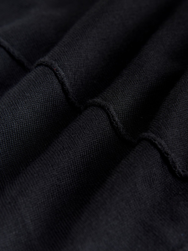 Svart - Bomullsrik, myk strikket polotopp - Bilde 3 av 3